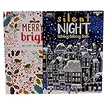 Set of 2 Holiday Christmas Adult Coloring Books (16 Double sided sheets)