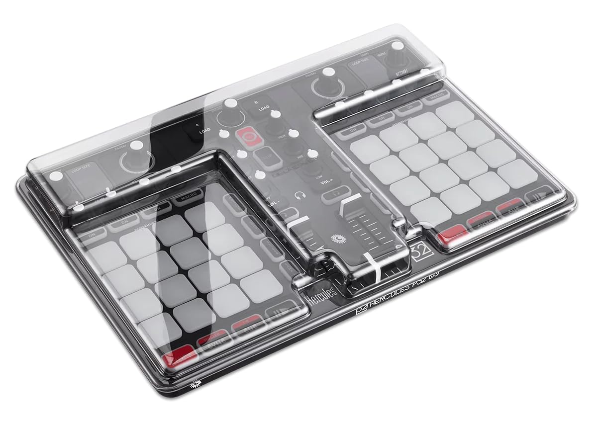 Decksaver LE Cover for Hercules P32DJ - Super-Durable Polycarbonate Protective lid in Smoked Clear Colour, Made in The UK - The DJs' Choice for Unbeatable Protection