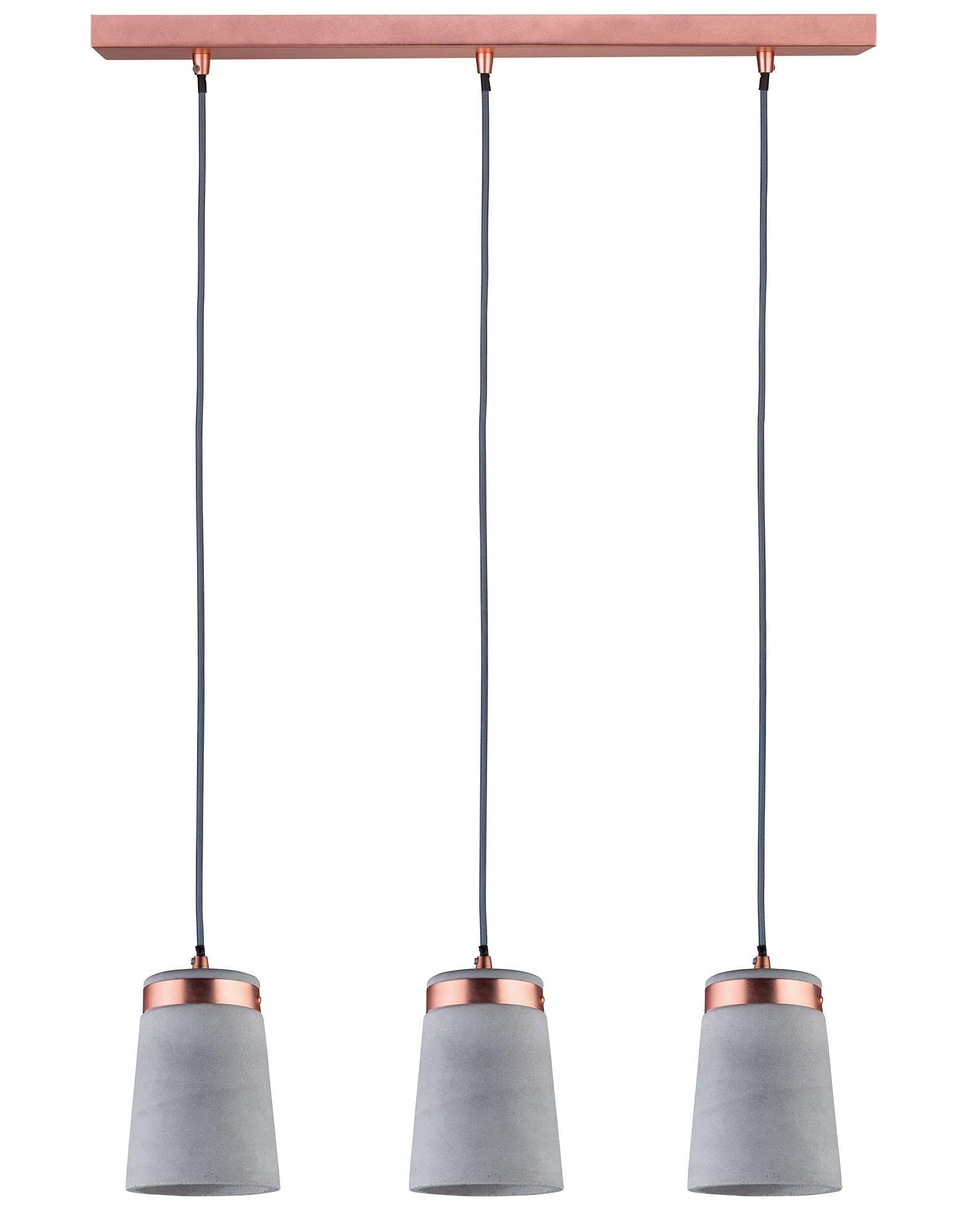 Paulmann 79626 Neordic Stig Pendant luminaire max. 3x20W Pendant lamp for E27 Lamps Ceiling lamp Grey/Copper matt 230V Concrete/Metal Without lamp