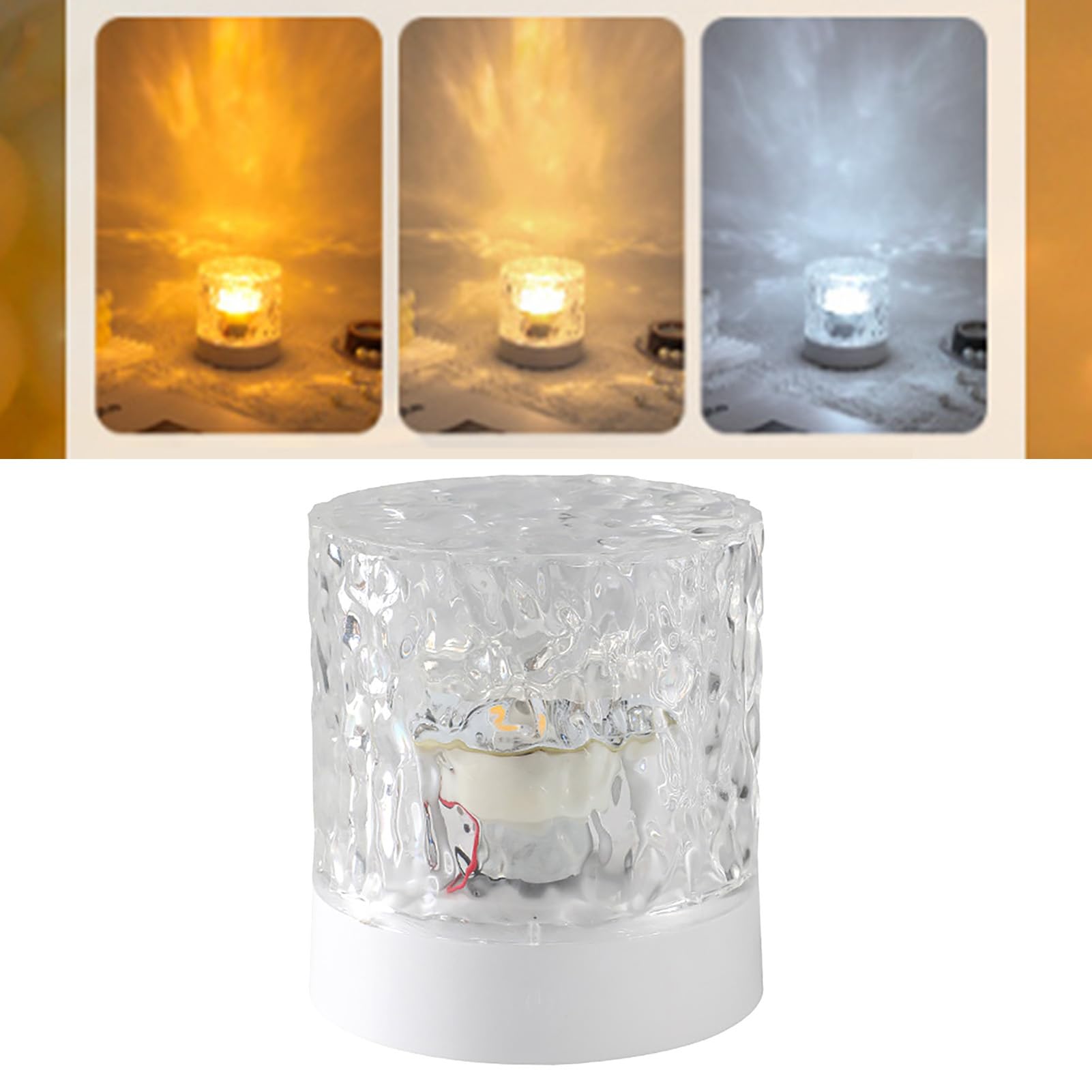 LED Atmosphere Lamp, Soft Warm Light LED Light Source Romantic Water Ripple Night Light 360 Degree Dynamic Fashionable for Bedroom (Three Colors Plug in Rotating Dynamic)