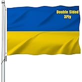 WANSHUNDE Ukraine Ukrainian Flag 3x5 Outdoor Double Sided - Heavy Duty 210D Polyester Ukrainian National Flags for Outside,Ukraine Flag with 2 Brass Grommets 4 Rows Hemming