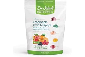DR. JOHN'S HEALTHY SWEETS Dr. John’s Sugar Free Candy, Healthy Lollipops with Zero Sugar, Low Calorie Snacks, Keto Friendly Hard Candy Sweets, Creamsicle Swirl Oval, 60 COunt, 1 LB