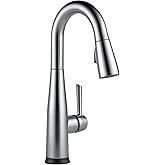 Delta Faucet Essa Touch Bar Faucet Brushed Nickel, Bar Sink Faucet Single Hole, Wet Bar Faucets with Pull Down Sprayer, Prep Sink Faucet, Delta Touch2O Technology, Arctic Stainless 9913T-AR-DST