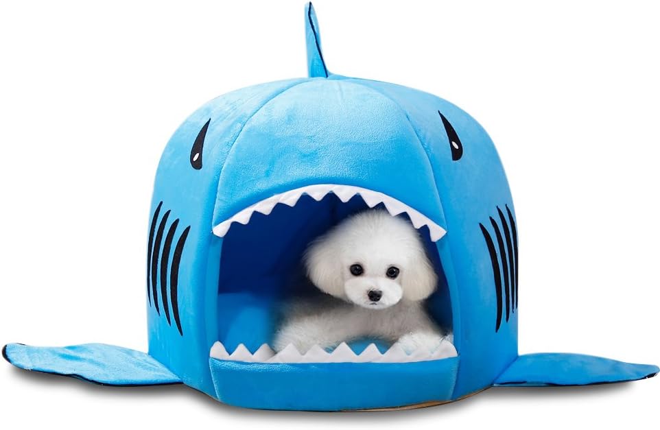 Nmch Dog or Cat Bed, Tent Bed for Pets, Shark Pet House for Max 4kg Pets, Cozy Winter Necessity