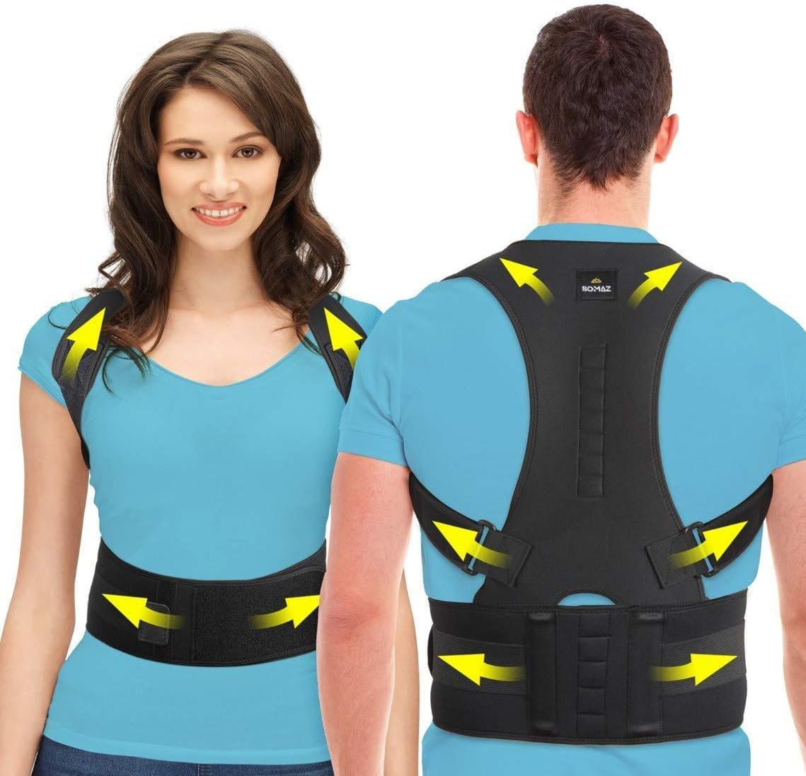SOMAZ Adjustable Posture Corrector for Men&Women&Kids, Slouching Corrector, Clavicle Support, Back Straightener, Upper and Lumbar Back Brace Support for Rounded Shoulders & Back Pain (M): Health & Personal Care