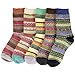 JOYEBUY 5 Pairs Warm Winter Fall Women Socks Retro Floral Style Cotton Knitting Wool Crew Socks (Style 4)