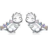 DAOSHANG 925 Sterling Silver Dinosaurs/Lion/Cherry Blossom/Camellia Earrings Cubic Zircon Flower Animals Earring For Women Cute Decoration Hypoallergenic Jewelry Birthday Valentine's Day Christmas