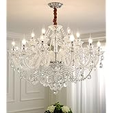 Durahonn Clear Crystal Chandelier, K9 Crystal 18 Lights, E12 Bulbs, Modern Ceiling Lamp for Living Room, Bedroom, Dining Room