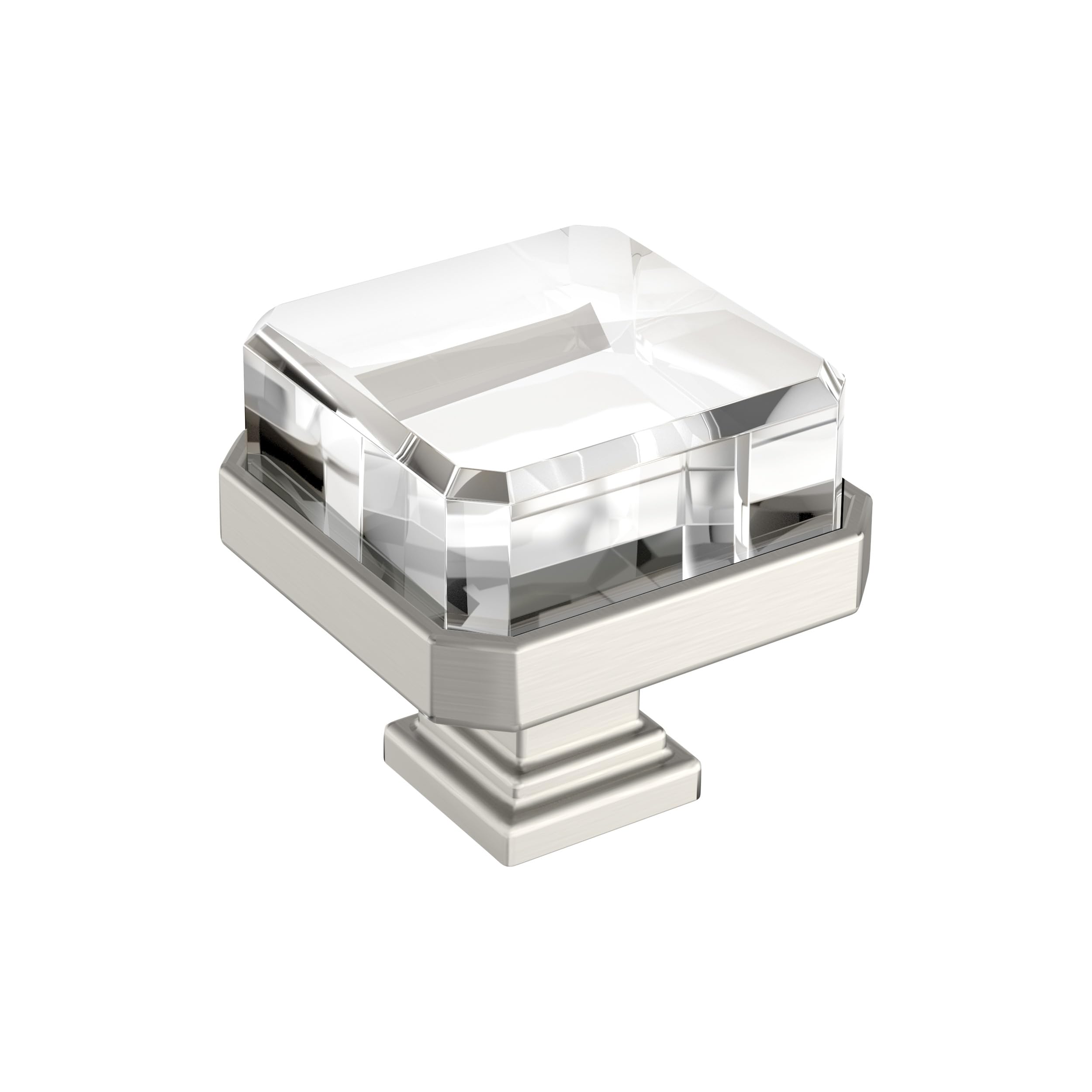 Photo 1 of Amerock Glacio 1-3/8 inch (35mm) Length Clear/Satin Nickel Cabinet Knob, BP36975CG10