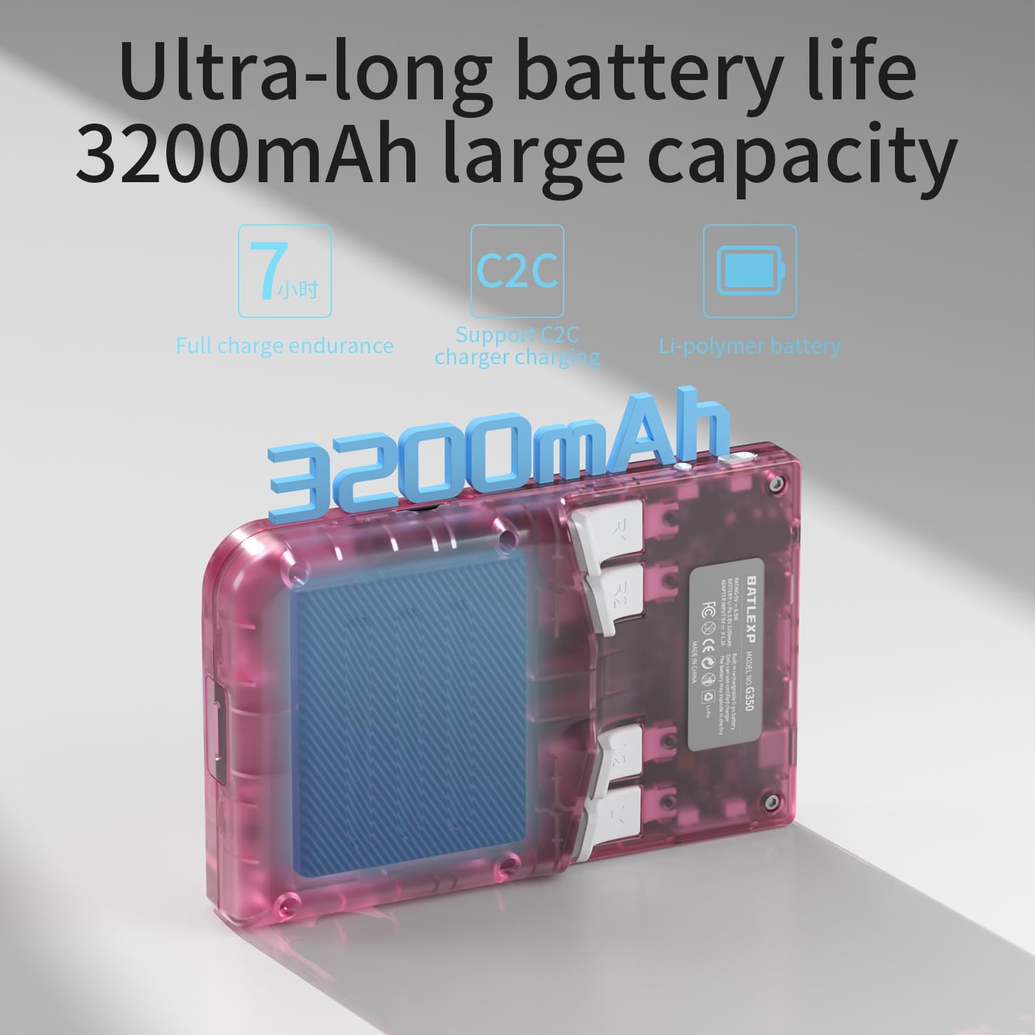 G350 Retro Handheld Game Console , G350 Retro Gaming Console 3.5'' IPS Screen Linux System Built-in 64G TF Card 20+Emulators Pre-Installed 4371 Games Retro Game Console with 3200mAh Battery Pink
