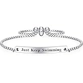 Jzxwan Just Keep Swimming Birthday Valentines Day Bracelet Inspiration Gifts for Women Swimmer Jewelry