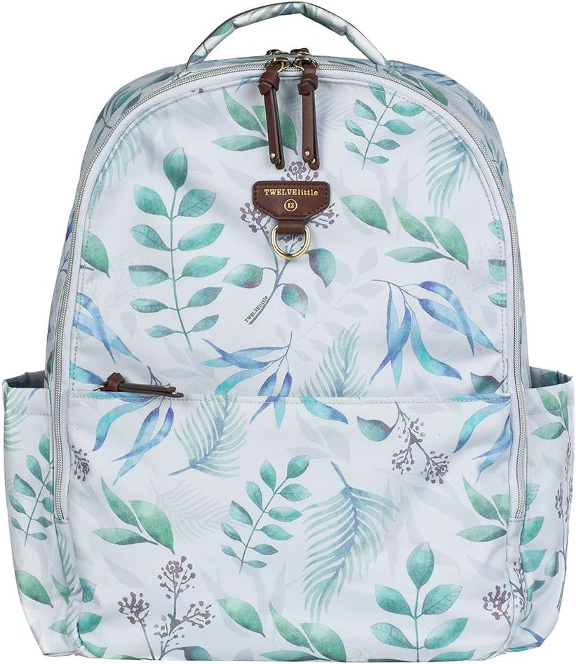 TWELVElittle On-the-Go DiaperBag Backpack 2.0 (Leaf) - Includes Changing Pad. Large Diaper Bag Backpack for Moms or Dads, Machine Washable