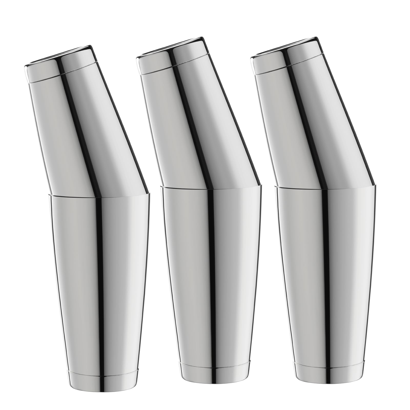 WOTOR Boston Cocktail Shaker Set, 530ml & 830ml Stainless Steel Weighted Shaker Tins, Professional Bar Tools for Bartender, Metal Mixer for Martini & Cocktails (3 Pack)
