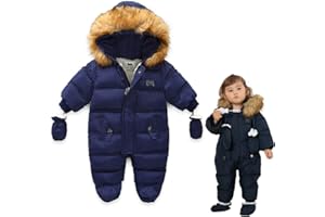 XIFAMNIY Baby Winter Snowsuit Coat Romper Outwear Hooded Footie Toddler…
