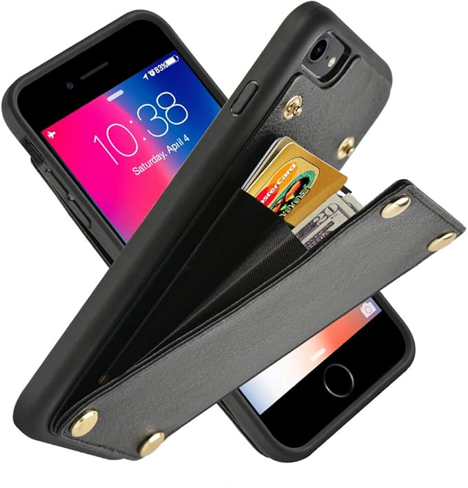 LAMEEKU iPhone SE 2nd Generation Wallet Case, iPhone 7/8 Card Holder Case
