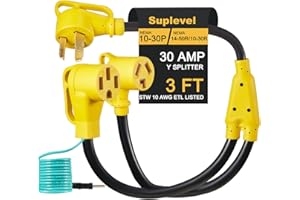 Suplevel 30 Amp Dryer Y Splitter to RV/EV, NEMA 10-30P to 14-50R/10-30R Splitter Power Adapter Cord, Dryer 3-Prong 30 AMP Y Adapter Cable for EV Charging at Dryer Outlet, STW 10 AWG, 3 FT, ETL Listed