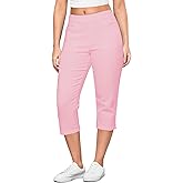 GRAPENT Capris Jeans for Women High Waisted Trendy Pull On Elastic Waist Split Hem Skinny Stretchy Denim Capri Pants
