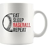 Eat Sleep Baseball Repeat Baseball Gifts To Brother Nephew Boyfriend From Girlfriend Mom Dad Uncle Aunt Sister Baseball Lover Player Coach Gifts Ceramic Mug 11 oz White