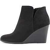 Soda Ability - Mid Ankle Bootie w/Split Shaft and Zipper Stacked Wedge Heel