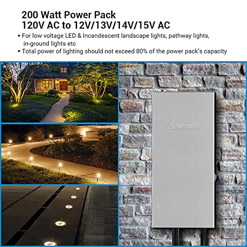 DEWENWILS 200W MultiTap Low Voltage Transformer, 120V AC to 12V/13V