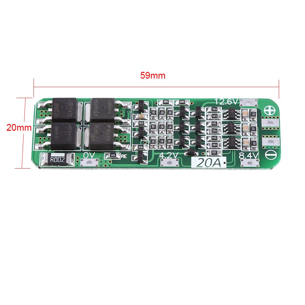 3Series 20A 12.6V PCB Board with Automatic Recovery Function for 18650 Li-ion Lithium Battery Cell, Black - Image 3