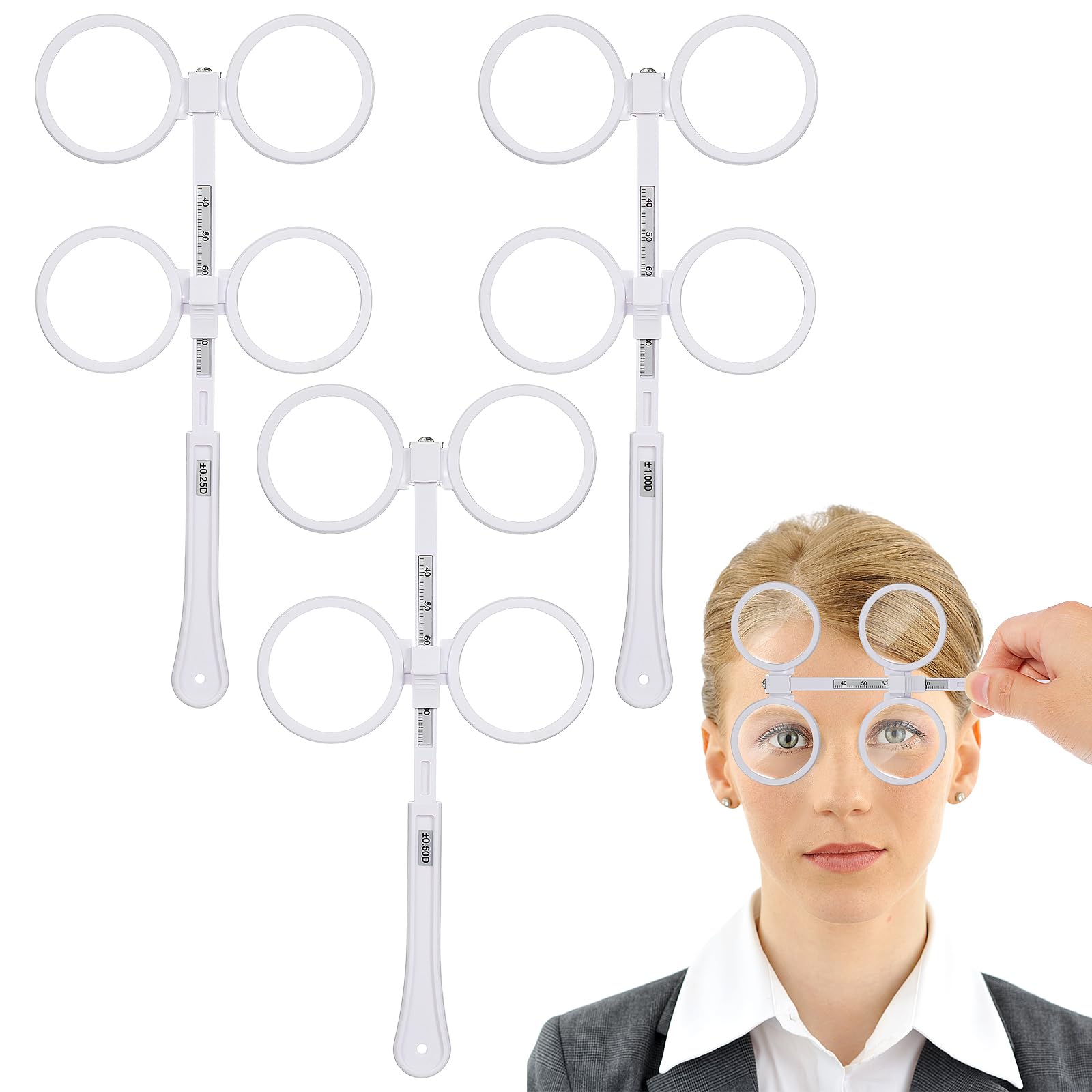 VILLCASE 3pcs Optical Flipper, ±0.25° ±0. 5° ±1.0° Adjustable Flips Trial Lens Optical Equipment Optometry Tool for Near Amblyopia Test Phthalmic Tools