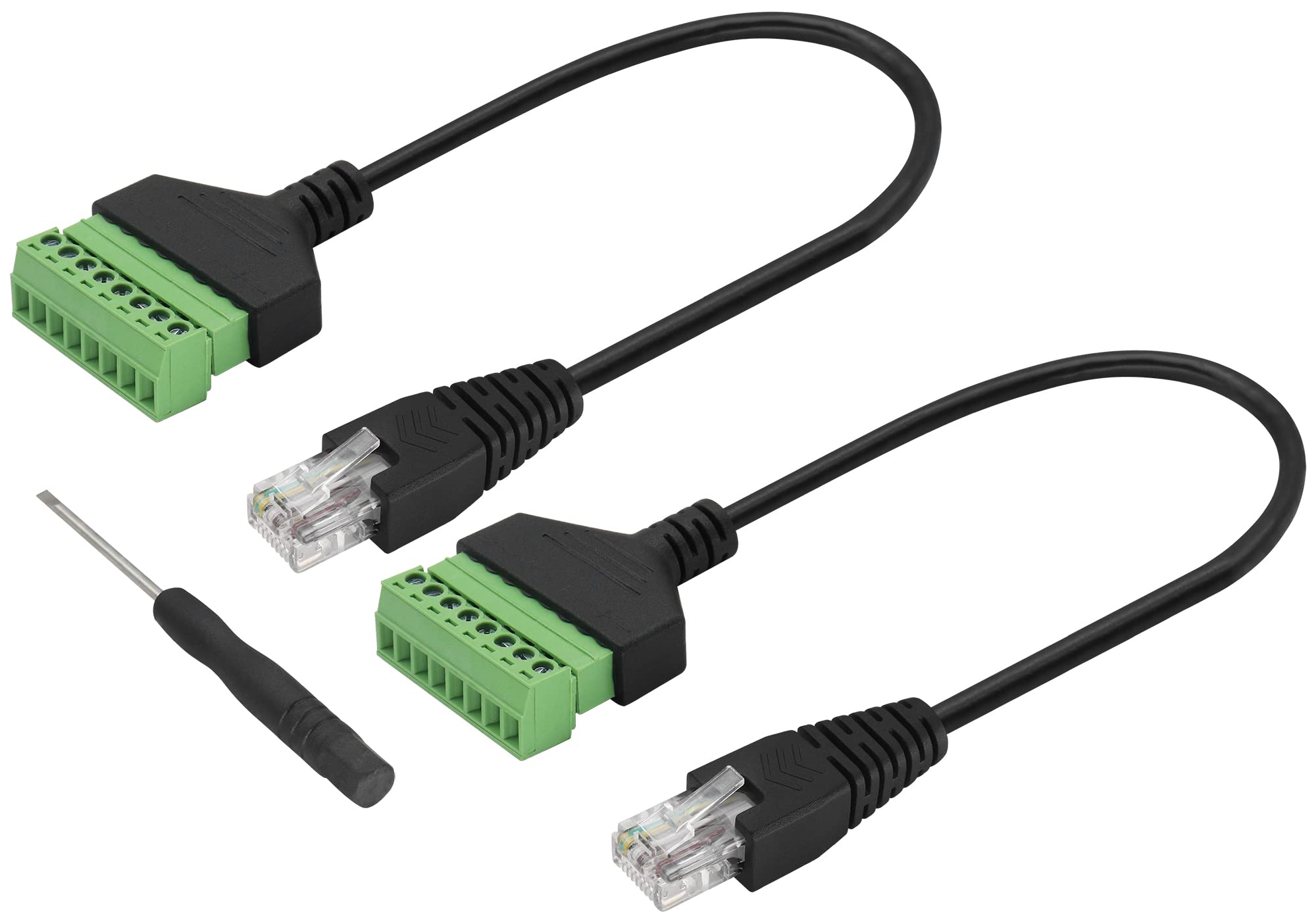 zdyCGTime RJ45 Male to 8 Pin Screw Terminal Adapter RJ45 /8P 8C Ethernet Cable Extender RJ45 to 8Pin Bolt Solderless Cable for AV CCTV DVR Cat6 Cat6e Cat5 In-Line Coupler.(30cm/2Pack)