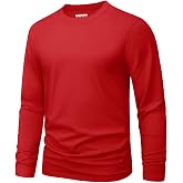 MAGNIVIT Men's Shirts Long Sleeve Cotton T-Shirt Crew Neck Midweight Tees Classic Basic Casual Tops Plain Soft Shirt