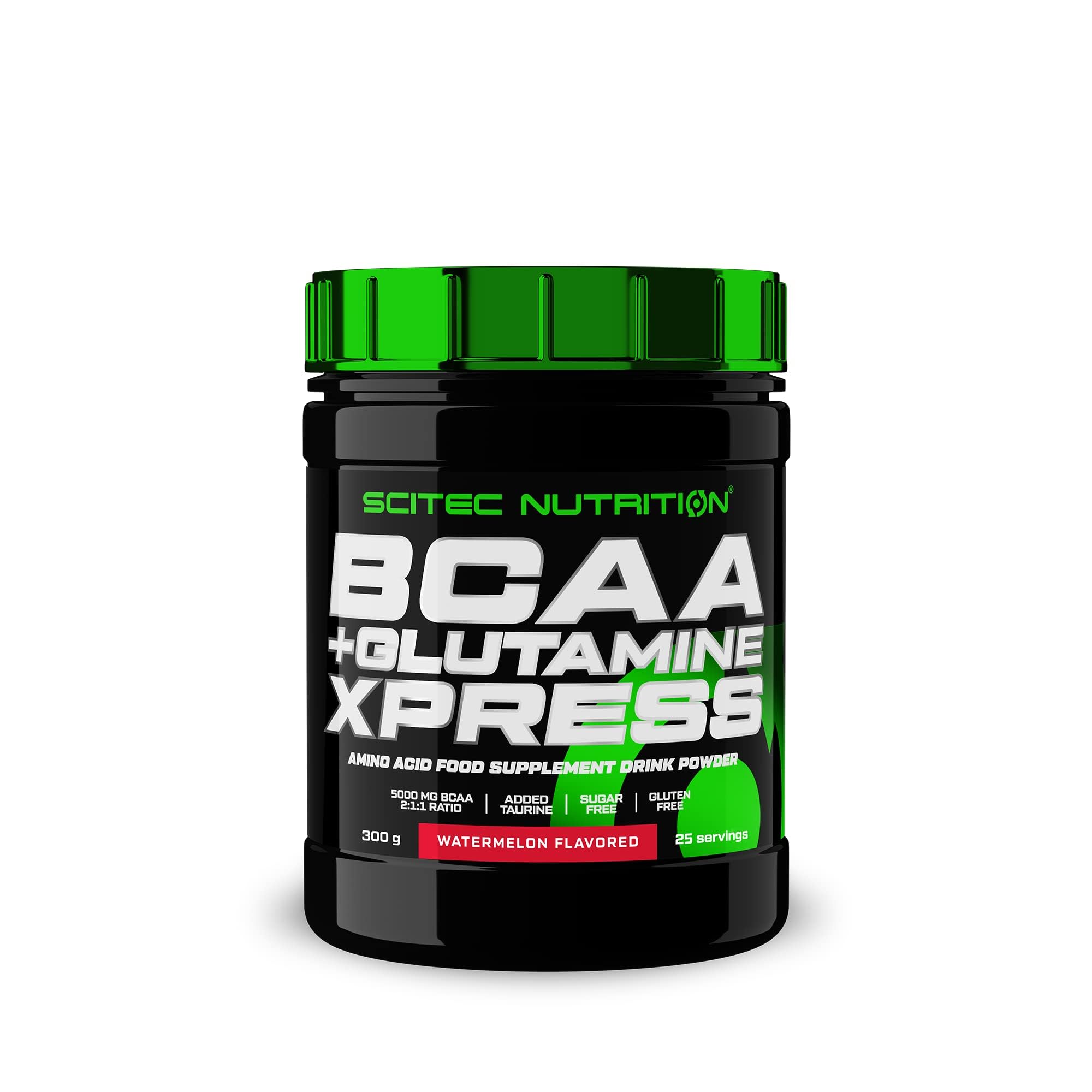 Scitec Nutrition BCAA + Glutamine Xpress – Essential Amino Acid Blend – with 5g 2:1:1 BCAAs – 5g Glutamine – Fortified with Taurine, 300 g, Watermelon