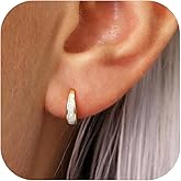 Opal Huggie Earrings for Women Trendy 14k Gold Plated Huggie Hoop Earrings Small Silver Earring Opal Jewelry Birthday Gifts for Women Mom Her
