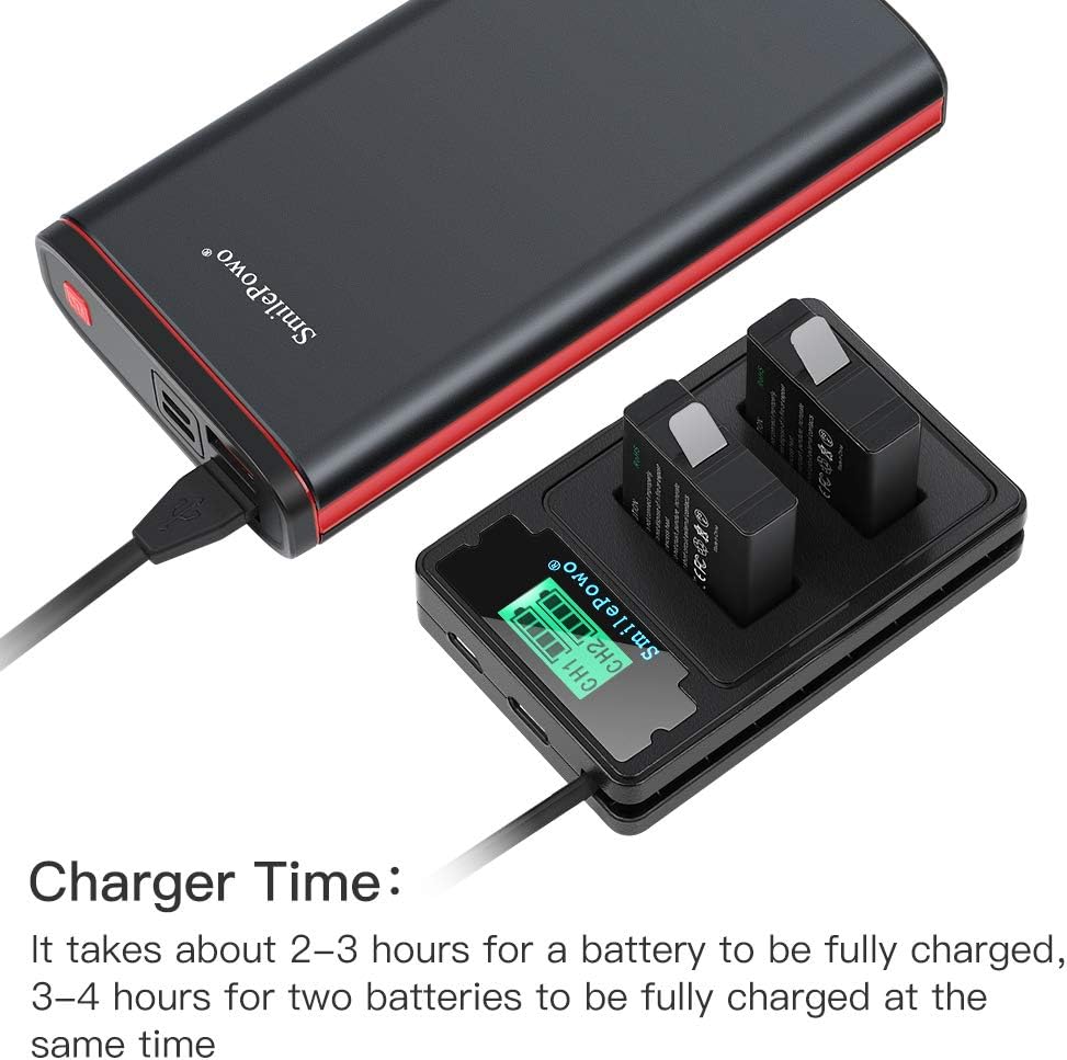 SmilePowo 2PCS Dual Battery, LCD Display USB Charger for GoPro Hero 8 Black，Hero 7 Black, Hero 6 Black, Hero 5 Black, Hero 2018, AHDBT-501, Gopro Accessories，GOPRO Batteries : Electronics
