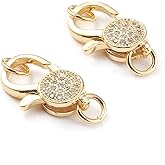 Ipotkitt 5pcs Brass & Zirconia Lobster Claw Clasps 18K Gold Plated Flat Round Metal Clasps Jewelry Making Accessories for DIY Necklace Bracelet Craft Supplies