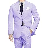 Bessmate Men 2 Pieces Summer Seersucker Suits Beach Wedding Suits Grooms Slim Fit Striped Blazer