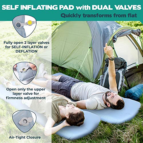 Self Inflating Sleeping Pad for Camping, 9.8 R value, 3 inches Thick
