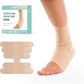 Welnove Precut Kinesiology Ankle Tape for Sprained Ankle, Beige, 4-Pack | Elastic Athletic Sports Tape for Ankle Support, Breathable Kinetic Tape for Ankle Wrap, Ankle Pain Relief, Provides Stability