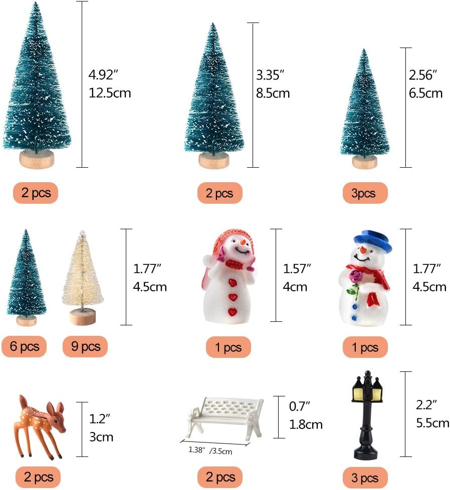 KUUQA 31 Pcs Mini Christmas Trees Model Snow Frost Trees Bottle Brush Trees Plastic Winter Snow Ornaments Tray Trees Template for Christmas Party DIY Home Decor - Image 3