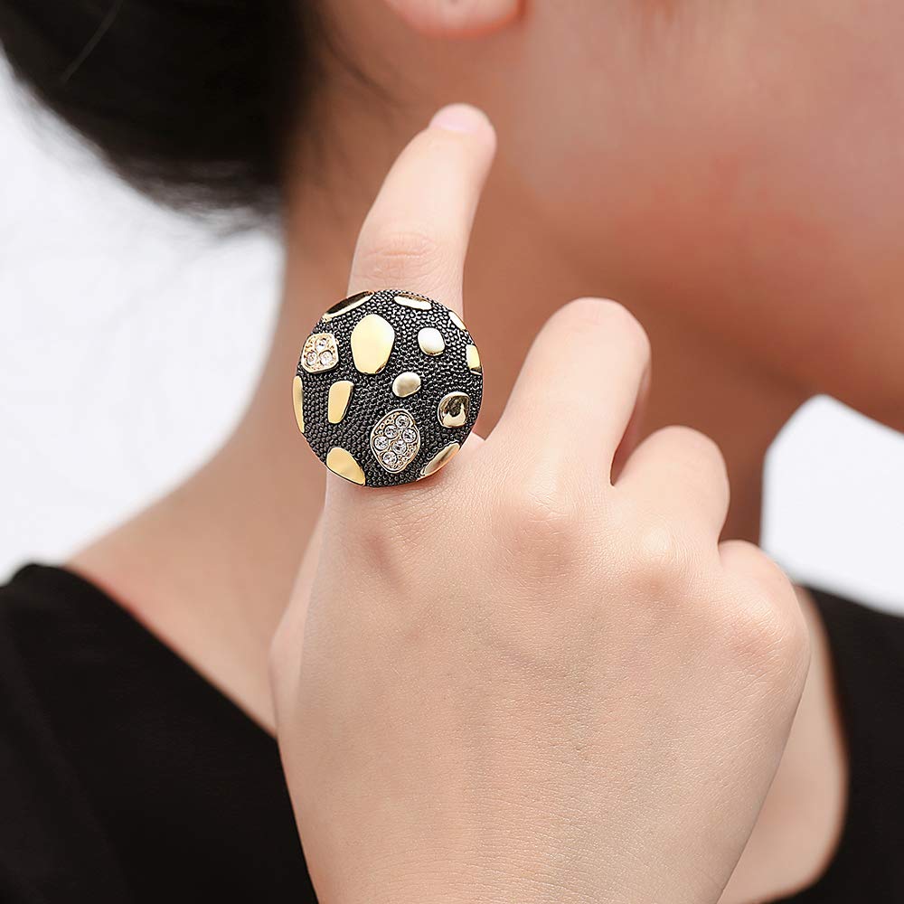 dnswez Big White Gold Tone Fashion Mushroom Cocktail Engagement Statement Rings for Women Size : 9