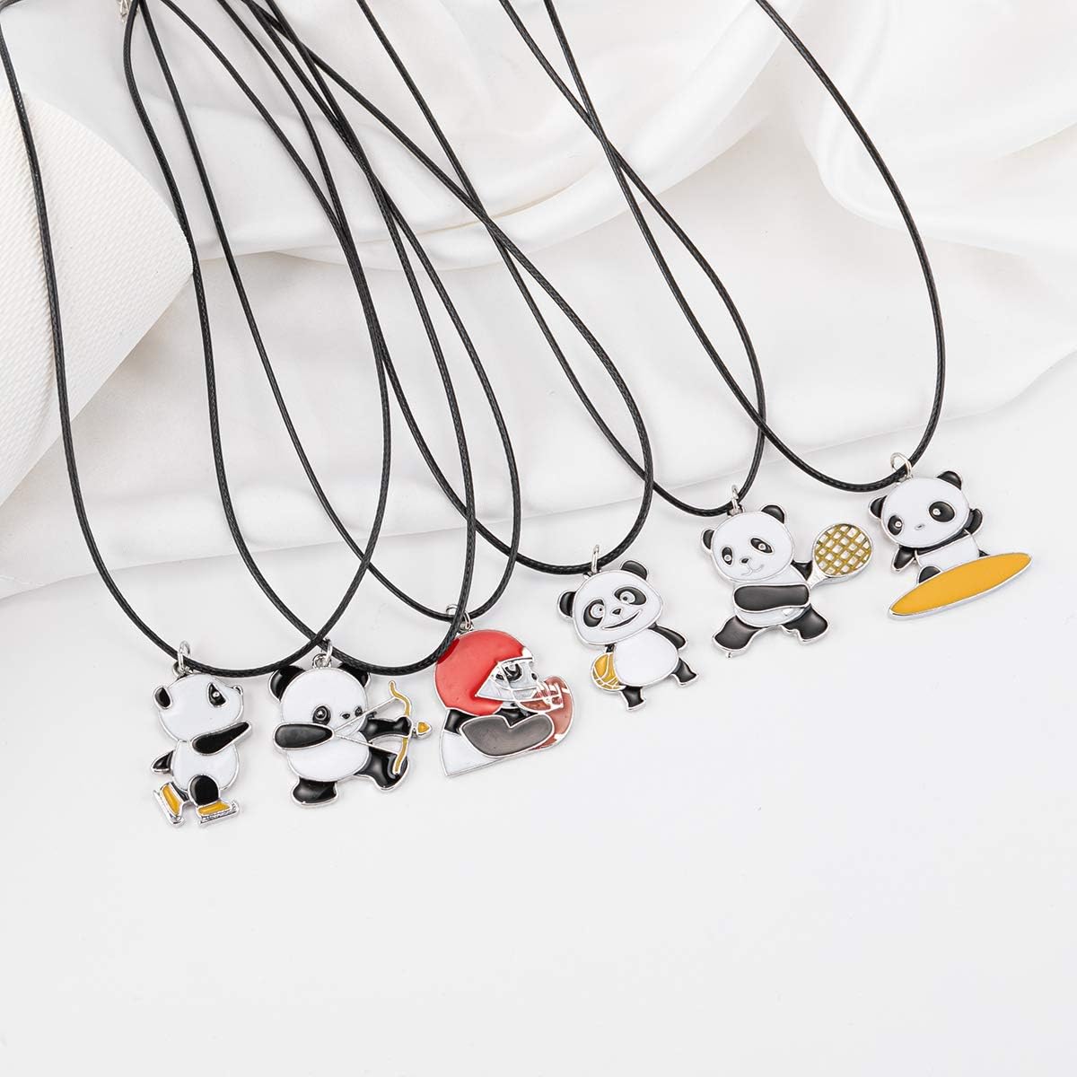 Winssigma Sports Panda Necklace with Black Cord Panda Jewelry Gift for Teen Girls and Boys: Clothing