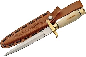Szco Supplies 12.5-Inch Renaissance Dagger with Genuine Bone Handle, Stainless Steel Blade, Brass Guard, and Leather Sheath