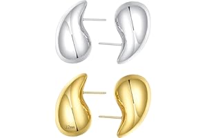 Ascona 25/32/47mm Chunky Gold Hoop Earrings for Women | Lightweight Tear Drop Earrings | Gold Drop Earrings for Women