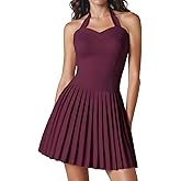 DRESSTELLS Homecoming Cocktail Dresses for Women, Mini Pleated Halter Short Wedding Guest Dress