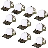 10 PCS Sublimation Blank Trucker Hats, Plain Baseball Caps with Adjustable Back Strap Unisex Mesh Caps for Men and Women DIY