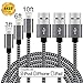 Aokesi iPhone Charger 3Pcs 3ft 6ft 10ft Nylon Braided 8Pin Lightning to USB Cable Cord Charger Compatible with iPhone 7 7 Plus 6 6s 6 plus 6s plus, iPhone 5 5s 5c,iPad, iPod and More(Black)