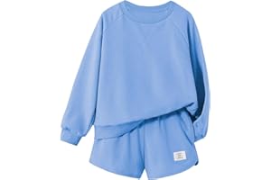 Ecolala Girls Sweatsuit Long Sleeve Casual Crewneck Sweatshirt and Shorts Set