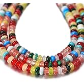 Tashidelek 2x4MM Natural Stone Beads Abacus Rondelle Spacer Wheel Disk Loose for Beading Jewelry Making(Multicolor)