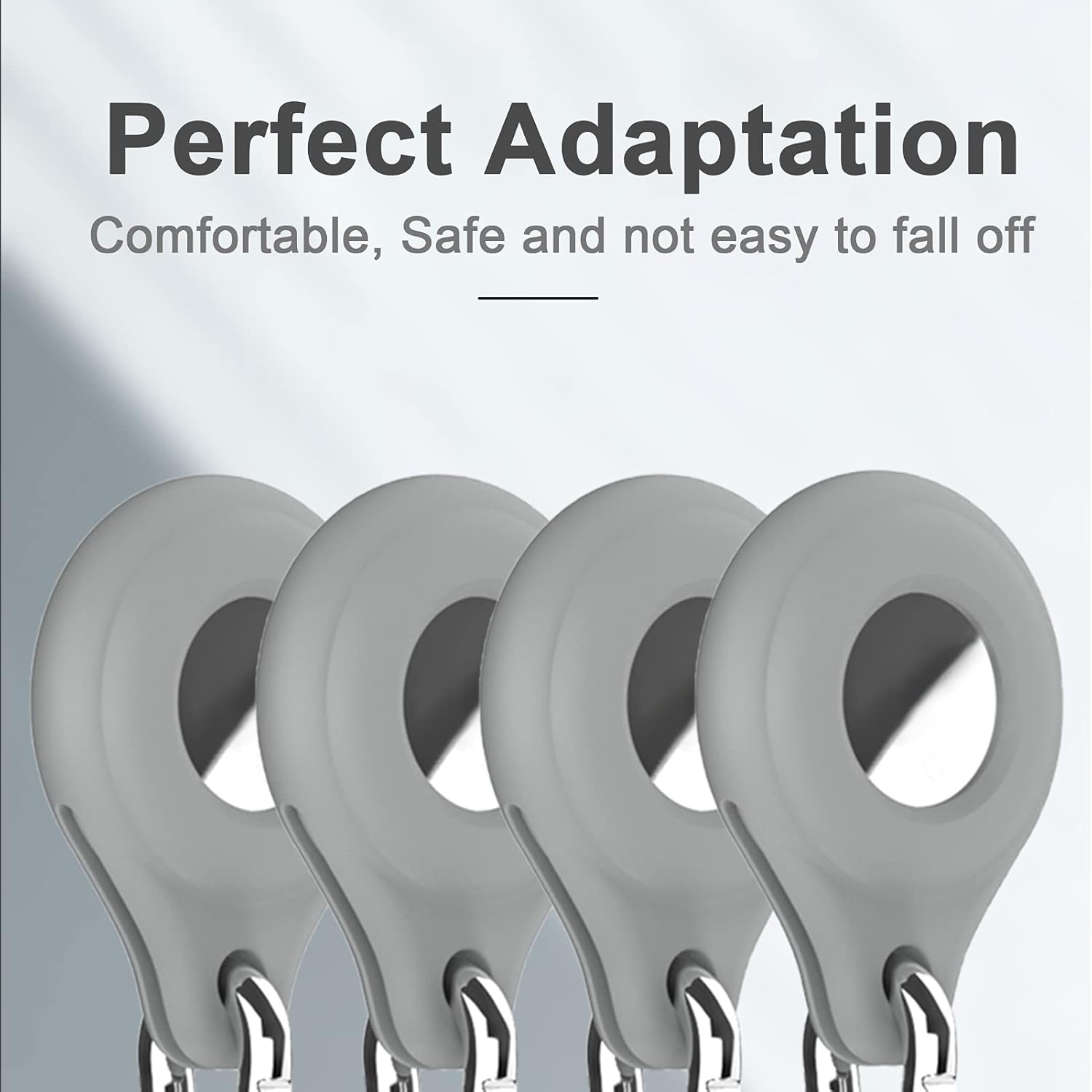 WENHOU 4-Pack and 2-Pack Keychain Protective Holder Case Compatible with AirTag, Soft Silicone Anti-Scratch Lightweight Skin Cover for AirTags Finder Keychain Accessories 2021 (Grey)