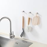 bgl Brushed Nickel Towel Hooks Set of 5 Brass Wall Hooks Self-Adhesive or Screws view 7