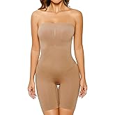 HOMETA Women's Shapewear Bodysuits Tummy Control Butt Lifter Body Shaper Strapless Seamless Mid Thigh Jumpsuit Tops