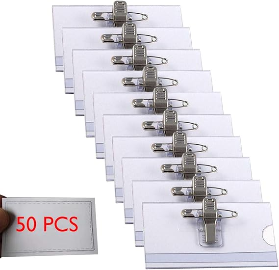 Fortspang Pack of 50 Professional Premium Plastic Name Badges with