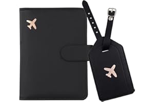 Melsbrinna Rfid Passport Holder for Travel women/Men Set Travel Suitcase Tag, Cute Passport Wallet Rfid Blocking Card Slots, Rfid Passport Cover/CaseTravel Wallet (Black)